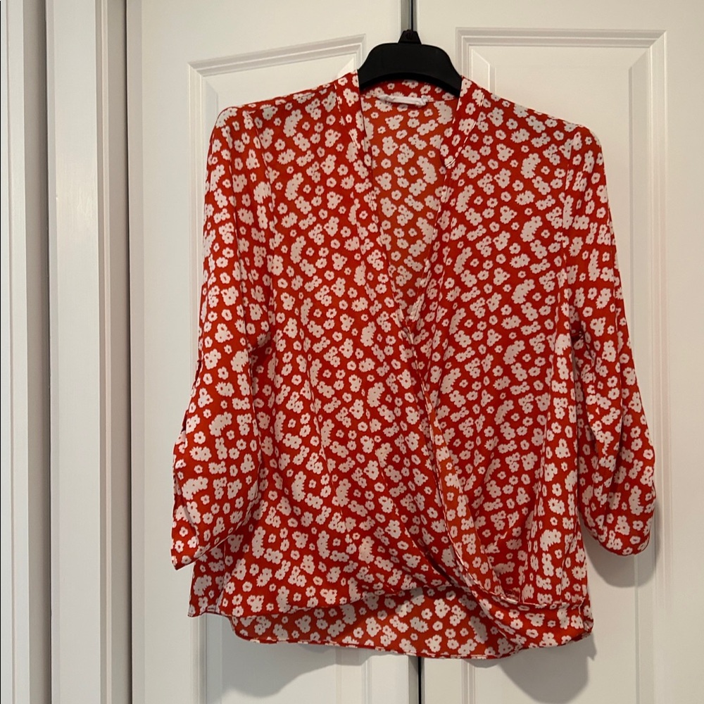 Faux wrap blouse High low 3/4 sleeve light Spring top Nordstrom All in Favor